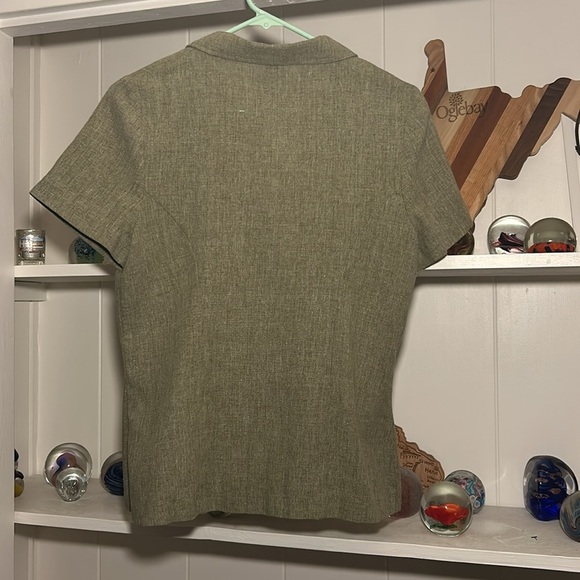 B REAL Linen Button Up Blouse with Collar - Picture 2 of 6